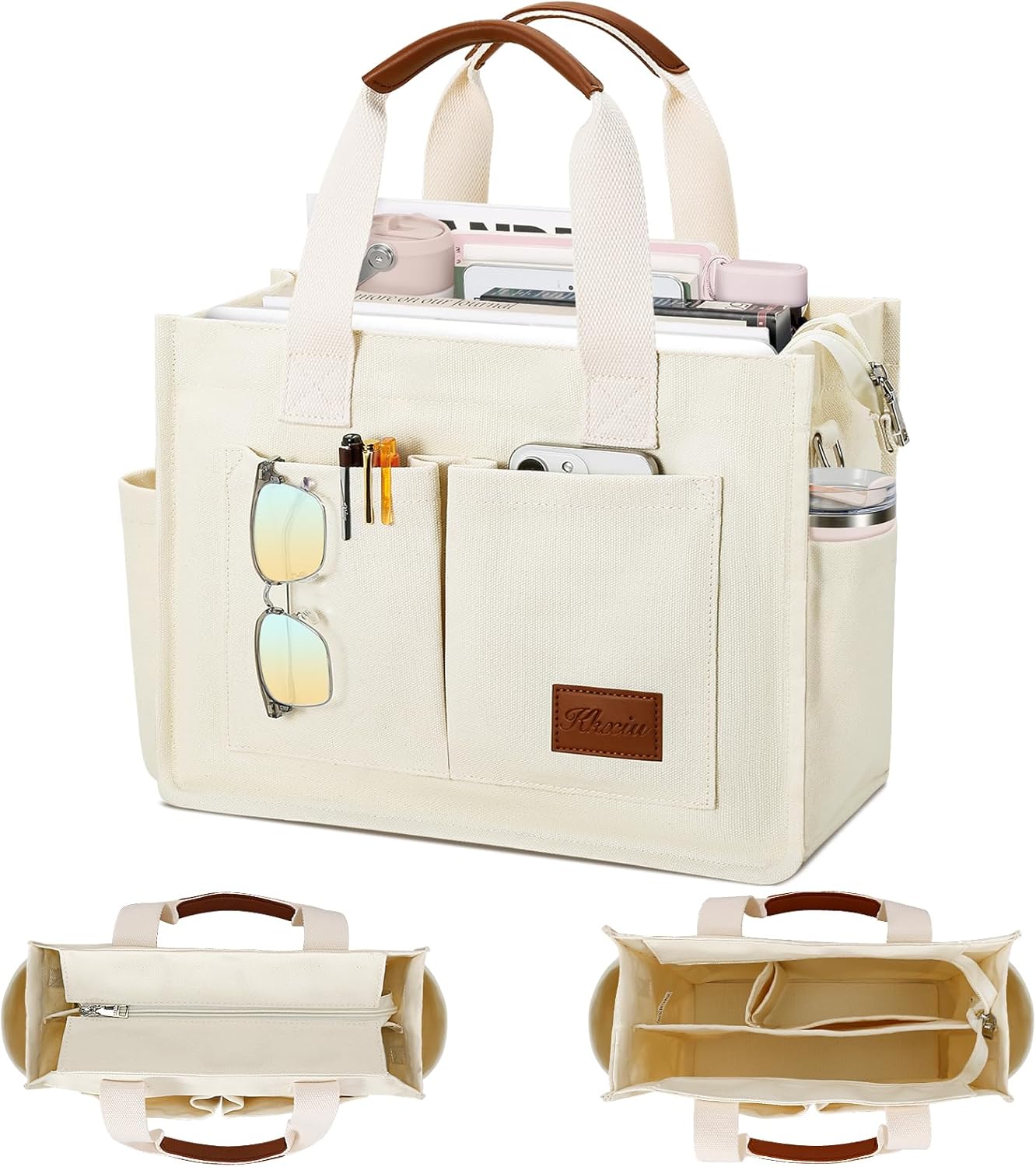 Large Canvas Tote Crossbody Bag