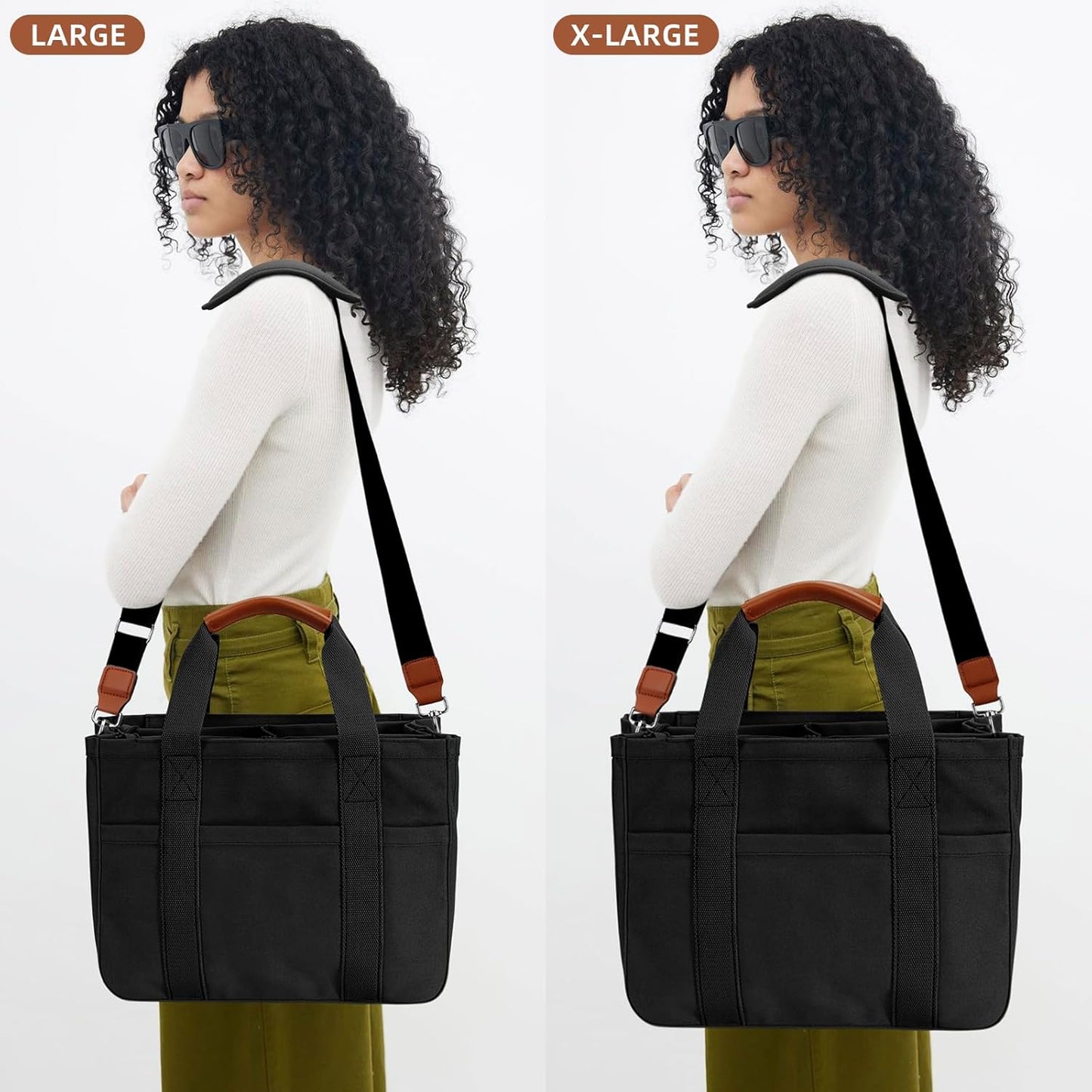 Canvas Crossbody Tote with Pockets