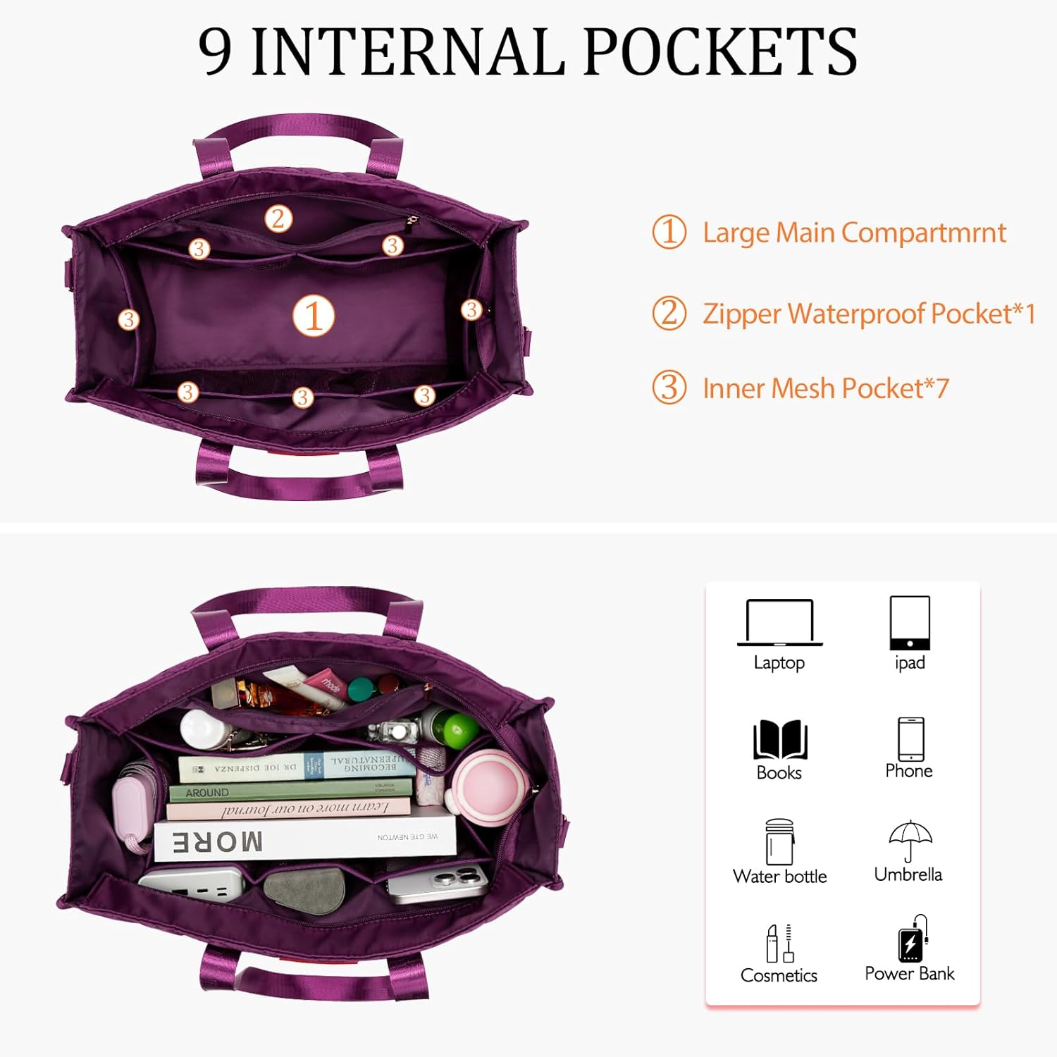 Large Water-Resistant Tote Bag