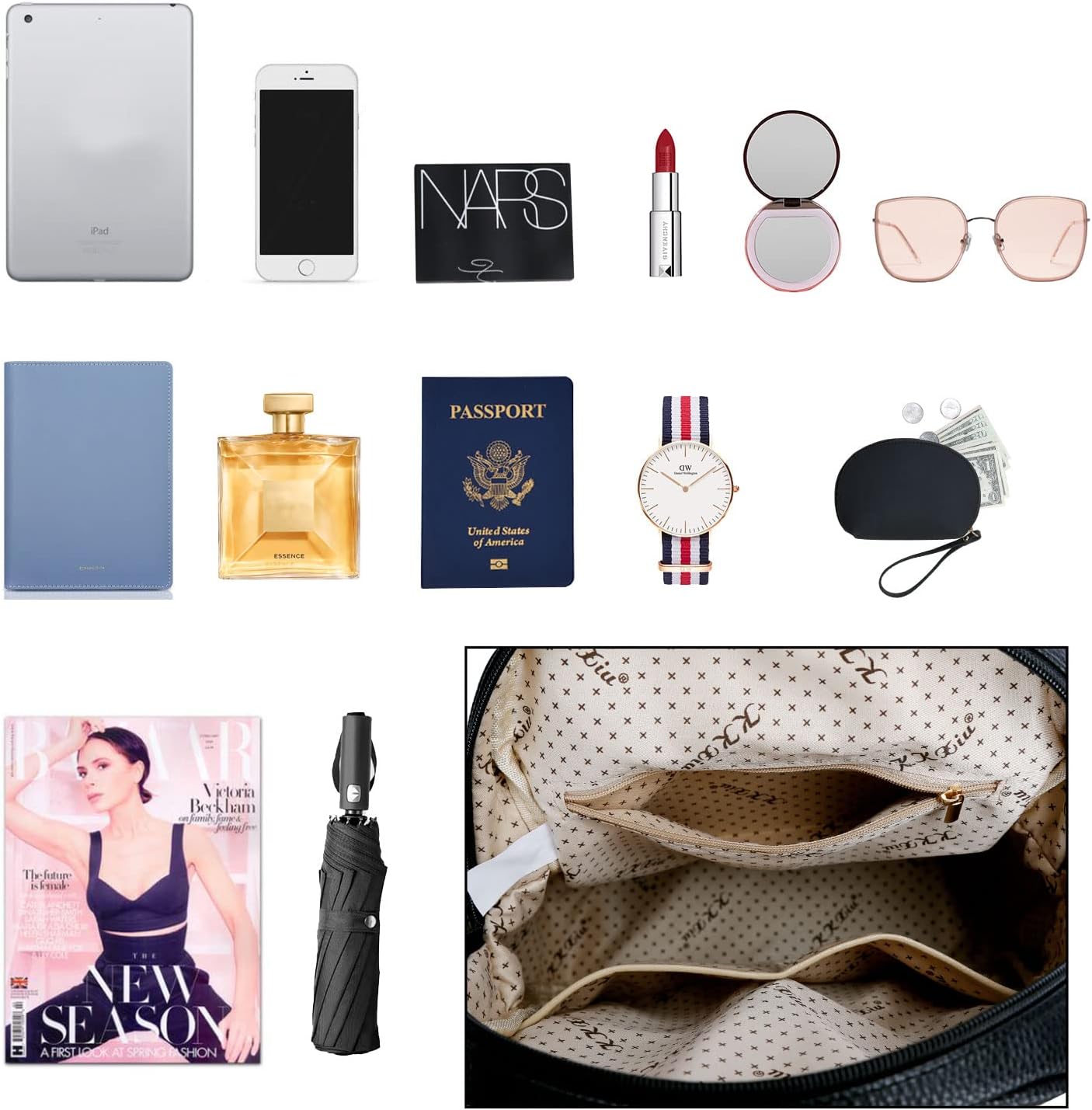 Quilted Leather Backpack Purse