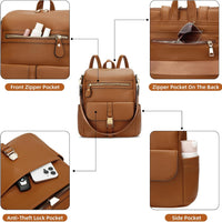 Anti-Theft Leather Backpack (Black)