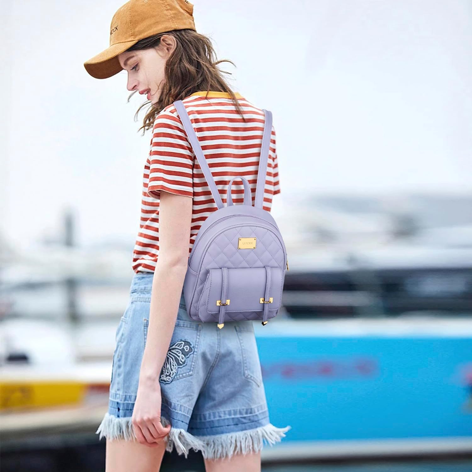 Quilted Mini Backpack Purse (White)