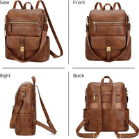 Anti-Theft Leather Backpack (Black)