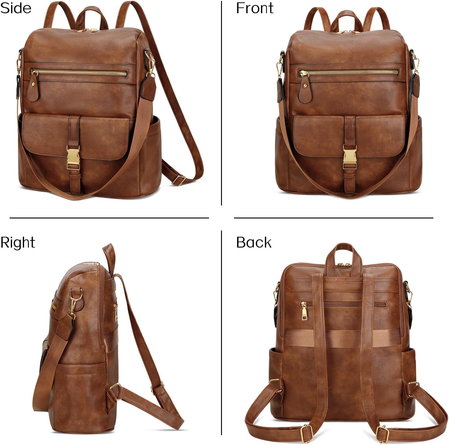 Anti-Theft Leather Backpack (Black)