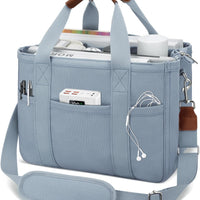 Canvas Crossbody Tote with Pockets