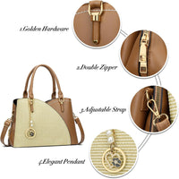 Triple-Compartment Satchel Handbag
