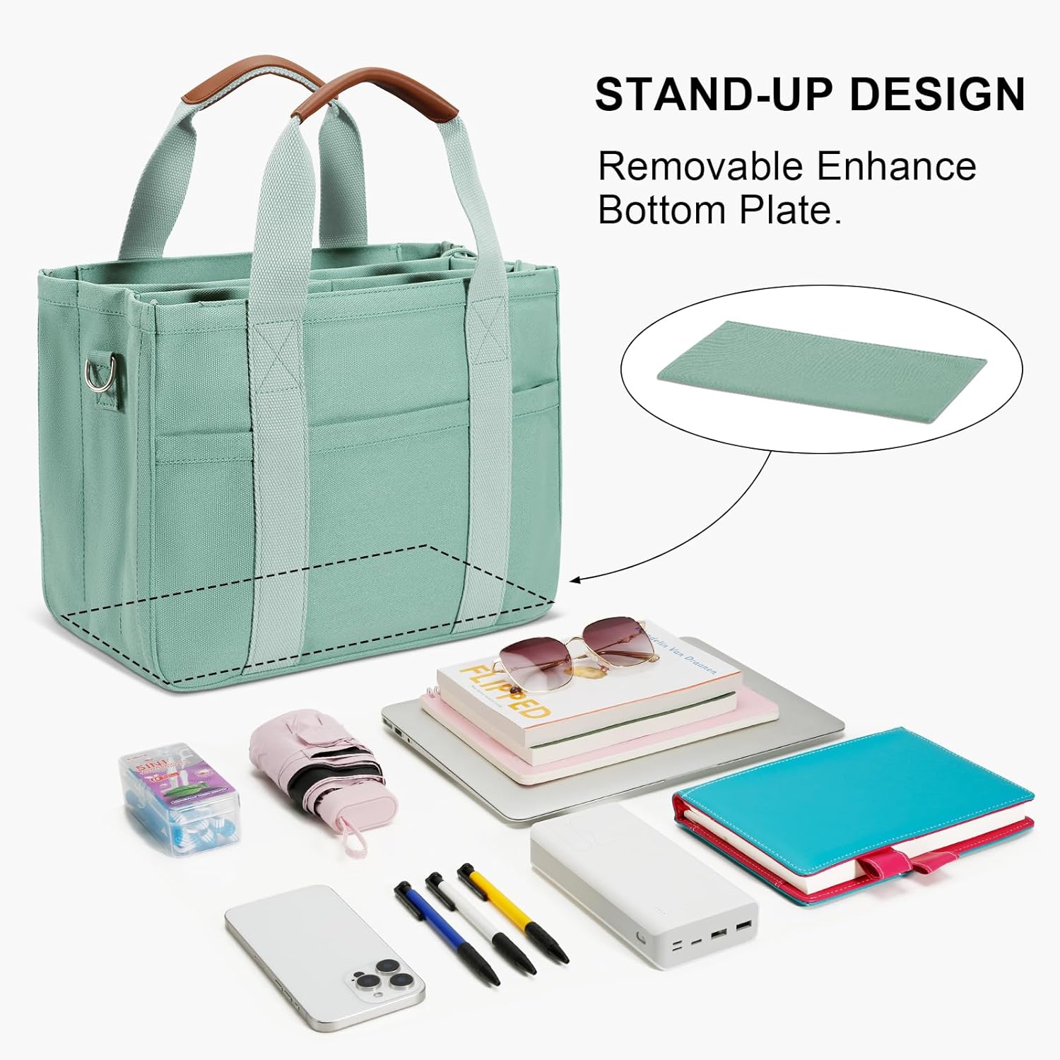 Canvas Crossbody Tote with Pockets