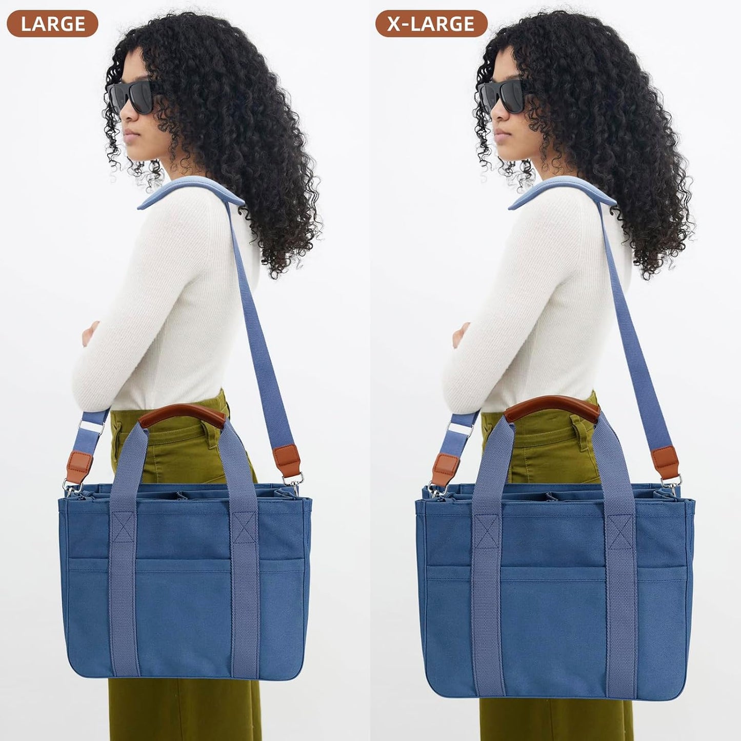 Canvas Crossbody Tote with Pockets