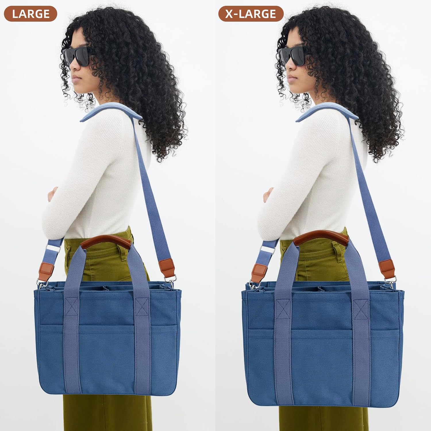 Canvas Crossbody Tote with Pockets