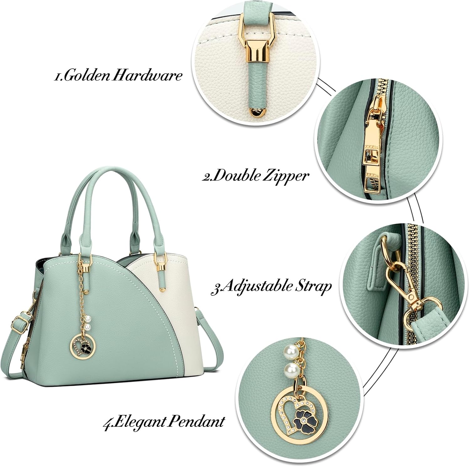 Triple-Compartment Satchel Handbag