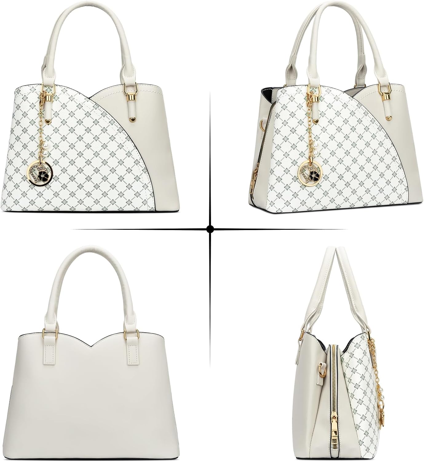 Triple-Compartment Satchel Handbag