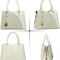 Triple-Compartment Satchel Handbag