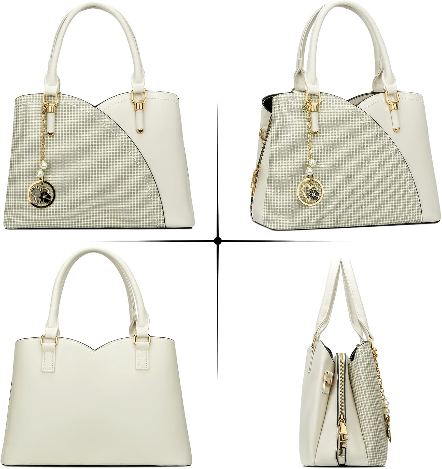 Triple-Compartment Satchel Handbag