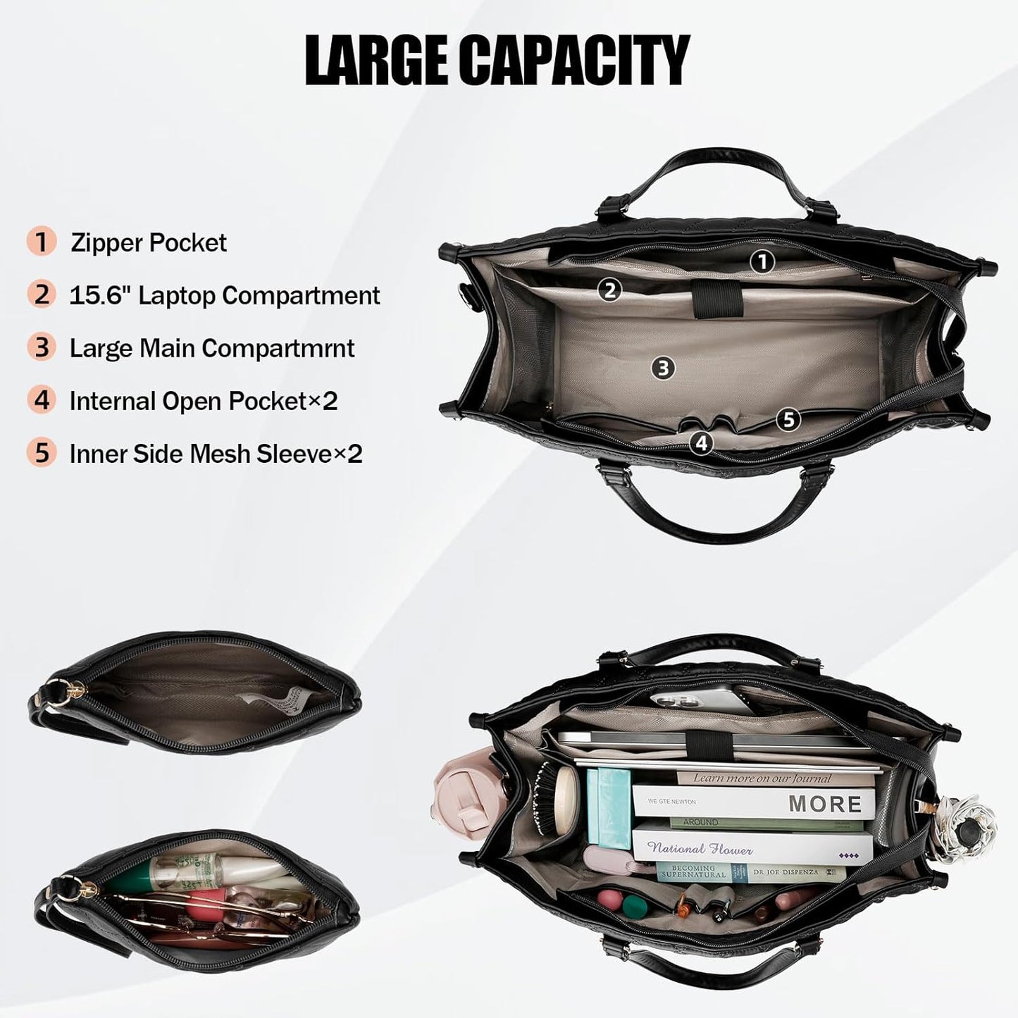 2-in-1 Laptop & Lunch Tote (Black)