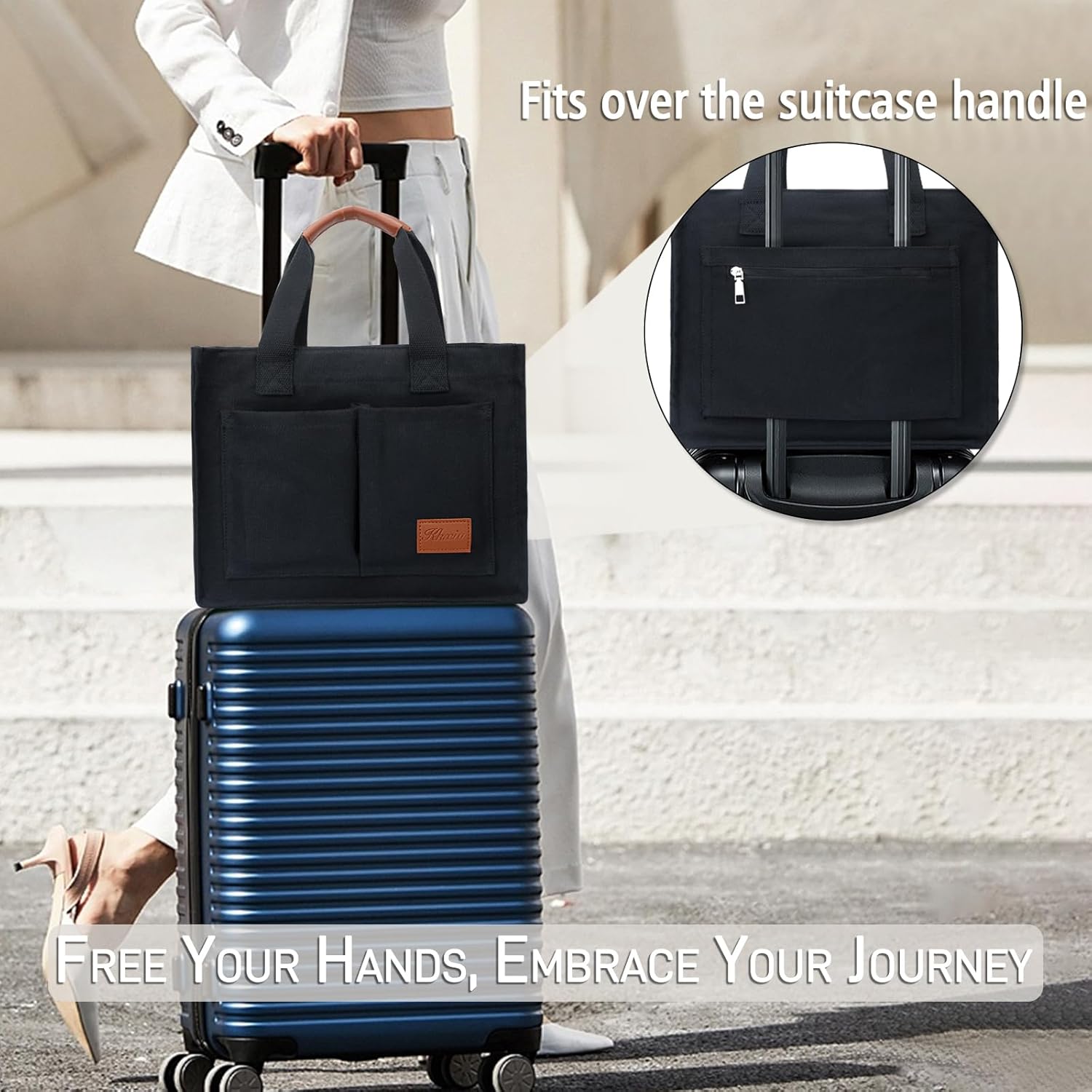 Large Canvas Tote Crossbody Bag