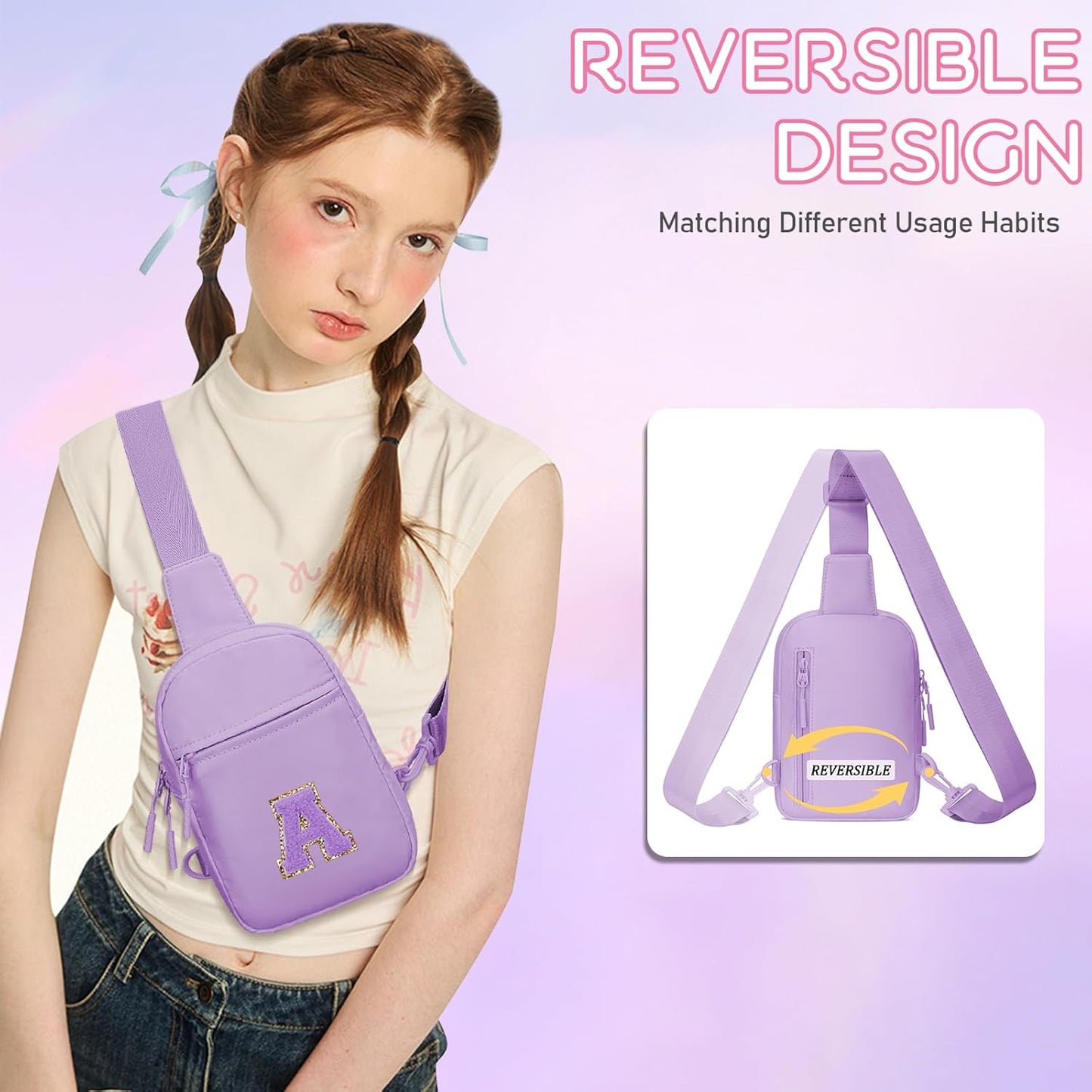 Girls Initial Sling Crossbody Bag