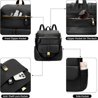 Anti-Theft Leather Backpack (Black)