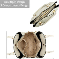 Triple-Compartment Satchel Handbag