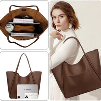 Large Vegan Leather Tote Bag