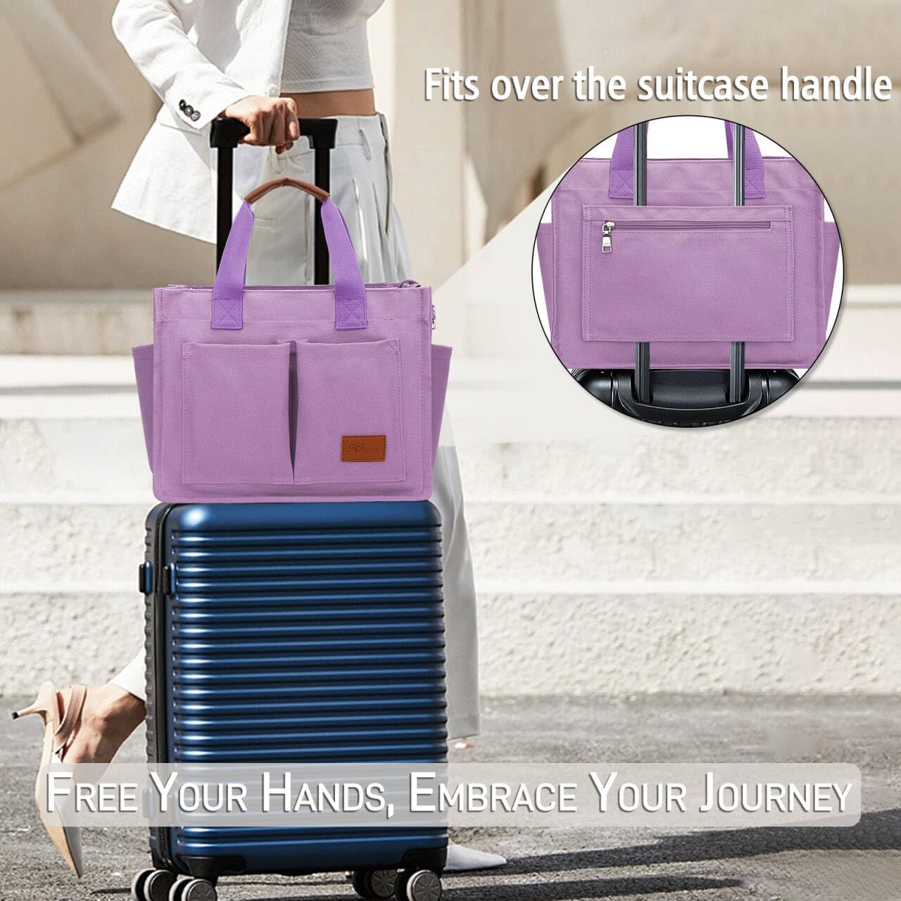 Large Canvas Tote Crossbody Bag