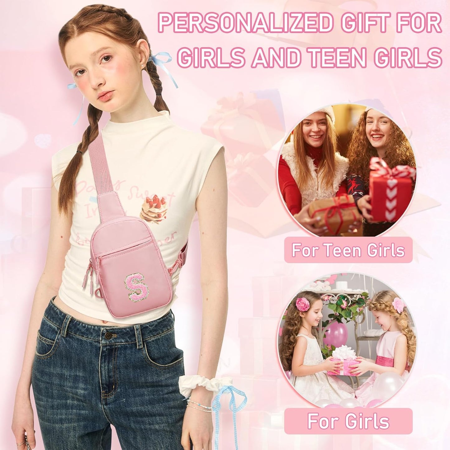 Girls Initial Sling Crossbody Bag