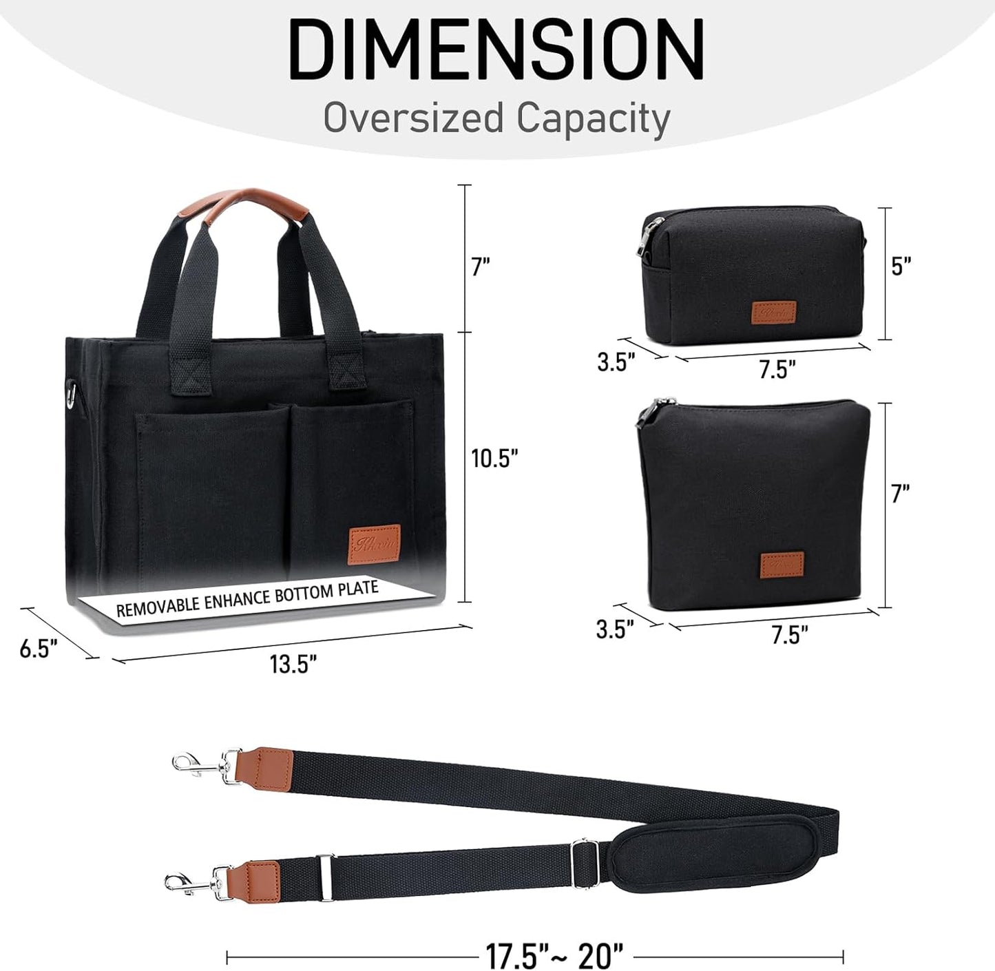 Large Canvas Tote Crossbody Bag