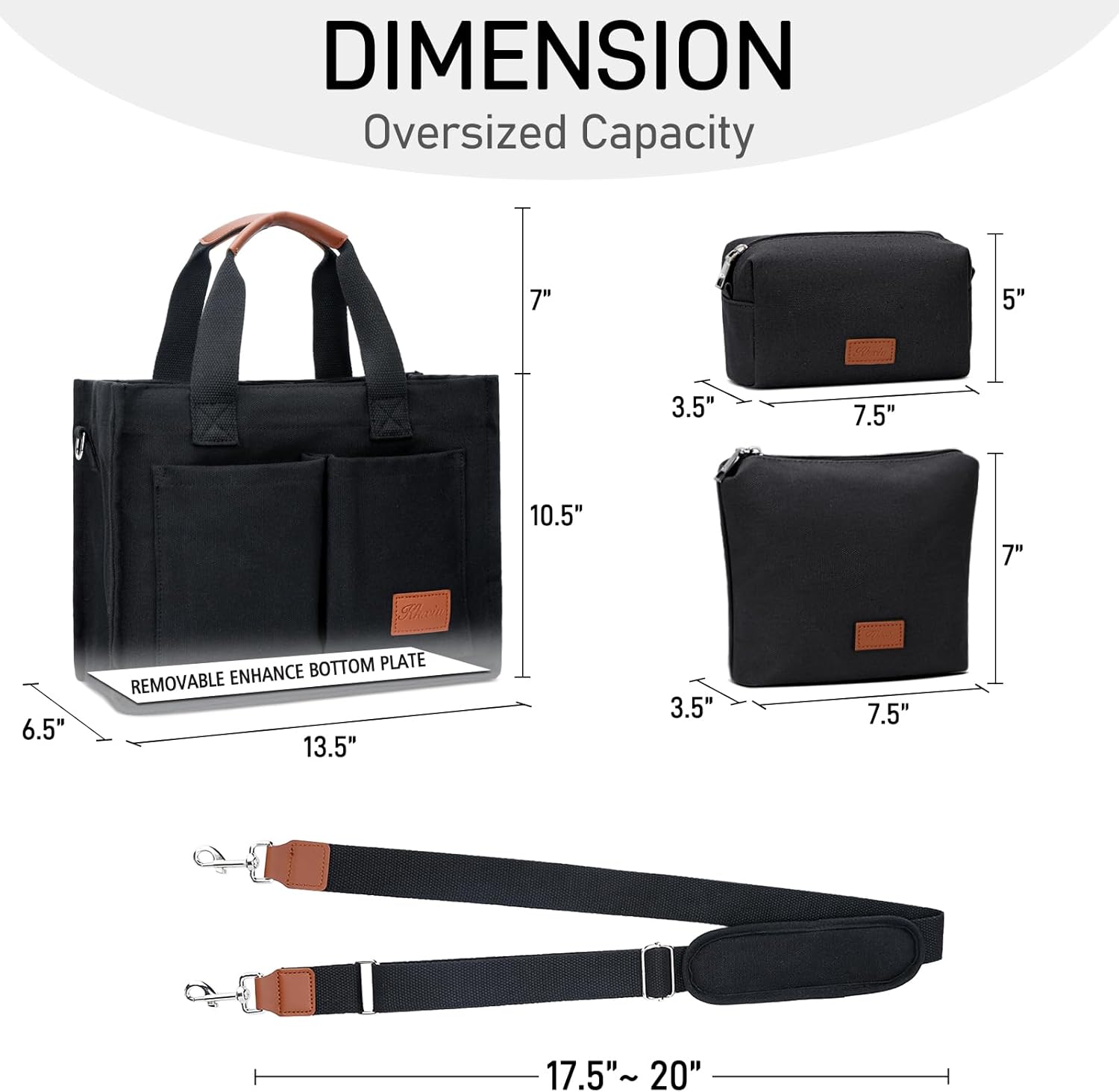 Large Canvas Tote Crossbody Bag