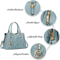 Triple-Compartment Satchel Handbag