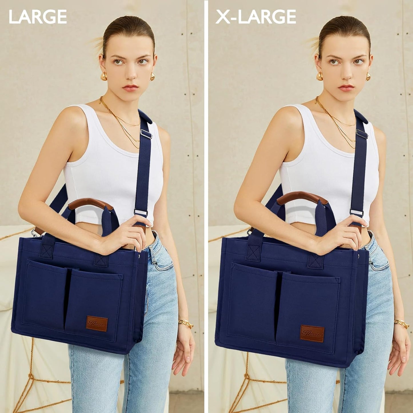 Large Canvas Tote Crossbody Bag