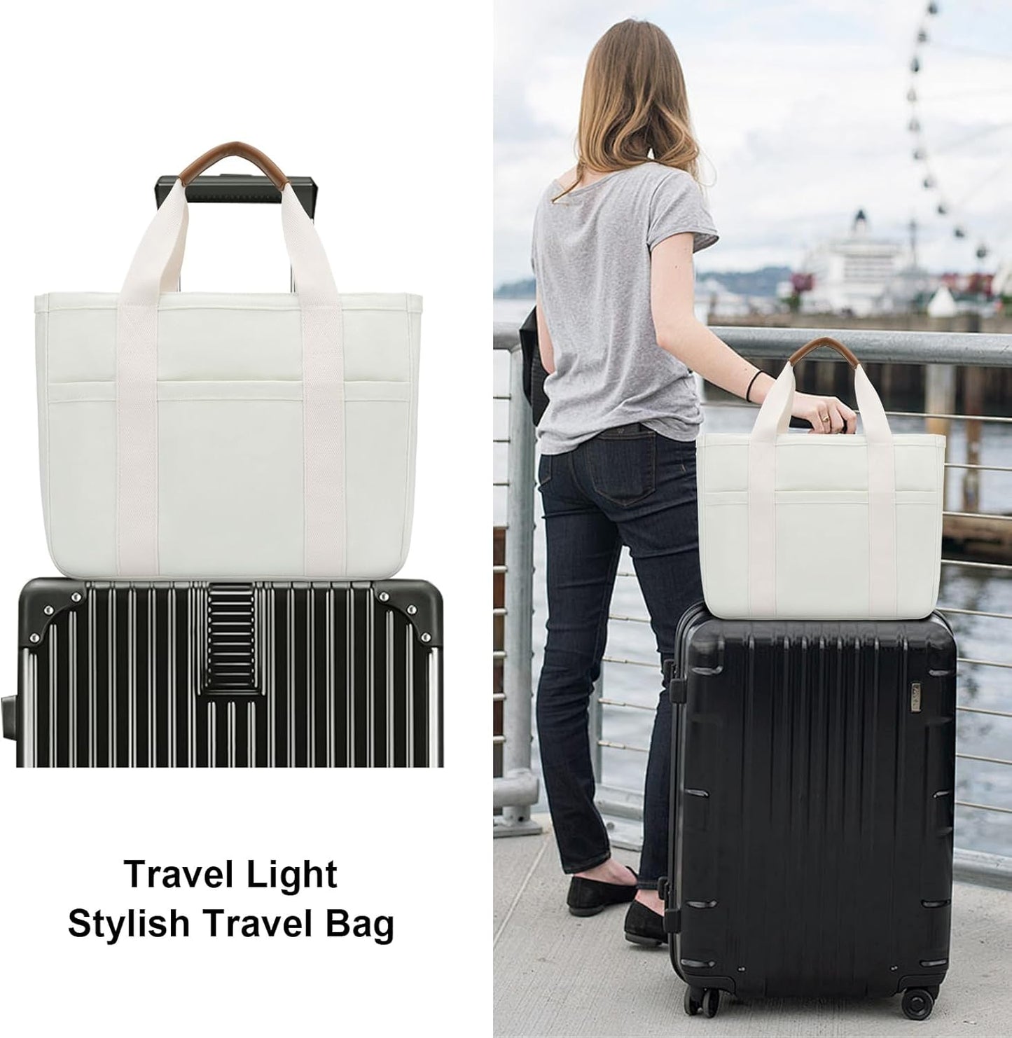 Canvas Crossbody Tote with Pockets