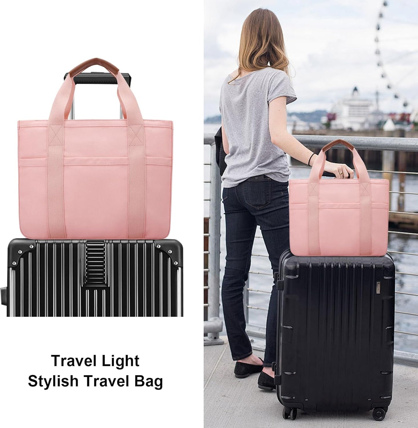 Canvas Crossbody Tote with Pockets