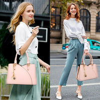 Triple-Compartment Satchel Handbag