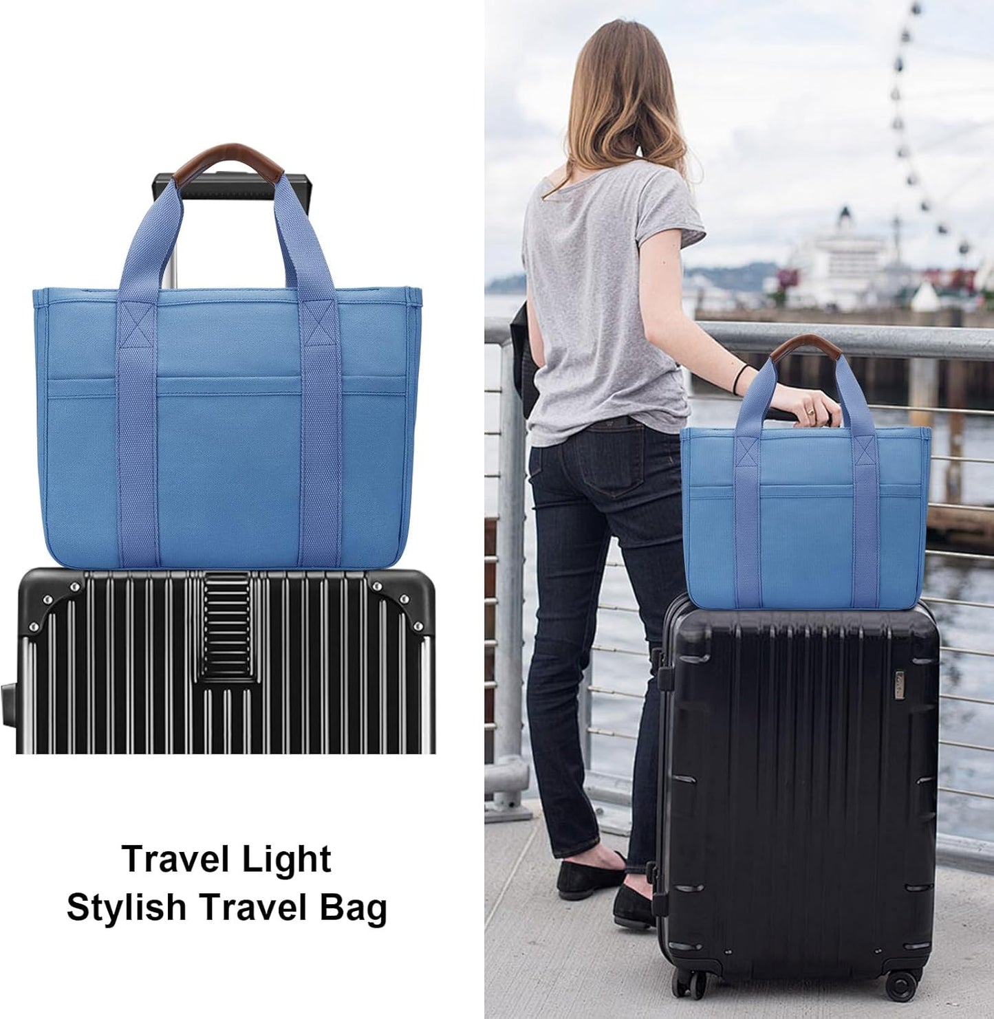 Canvas Crossbody Tote with Pockets