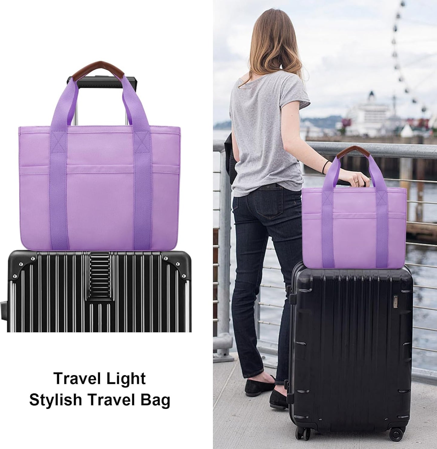 Canvas Crossbody Tote with Pockets