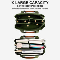 Canvas Crossbody Tote with Pockets