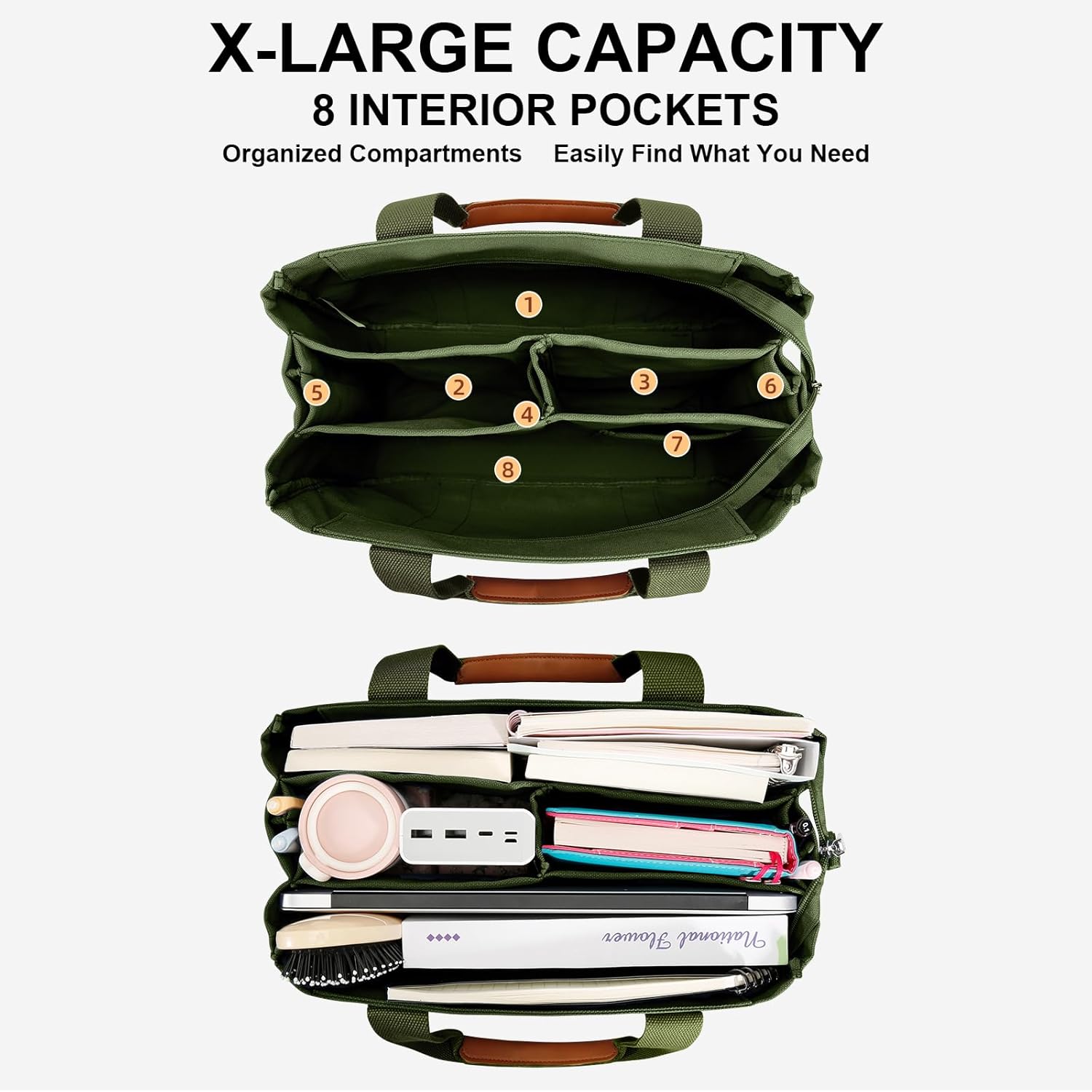 Canvas Crossbody Tote with Pockets