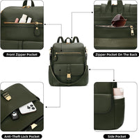 Anti-Theft Leather Backpack (Black)