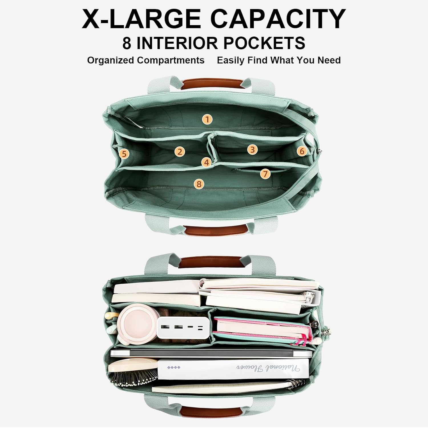Canvas Crossbody Tote with Pockets