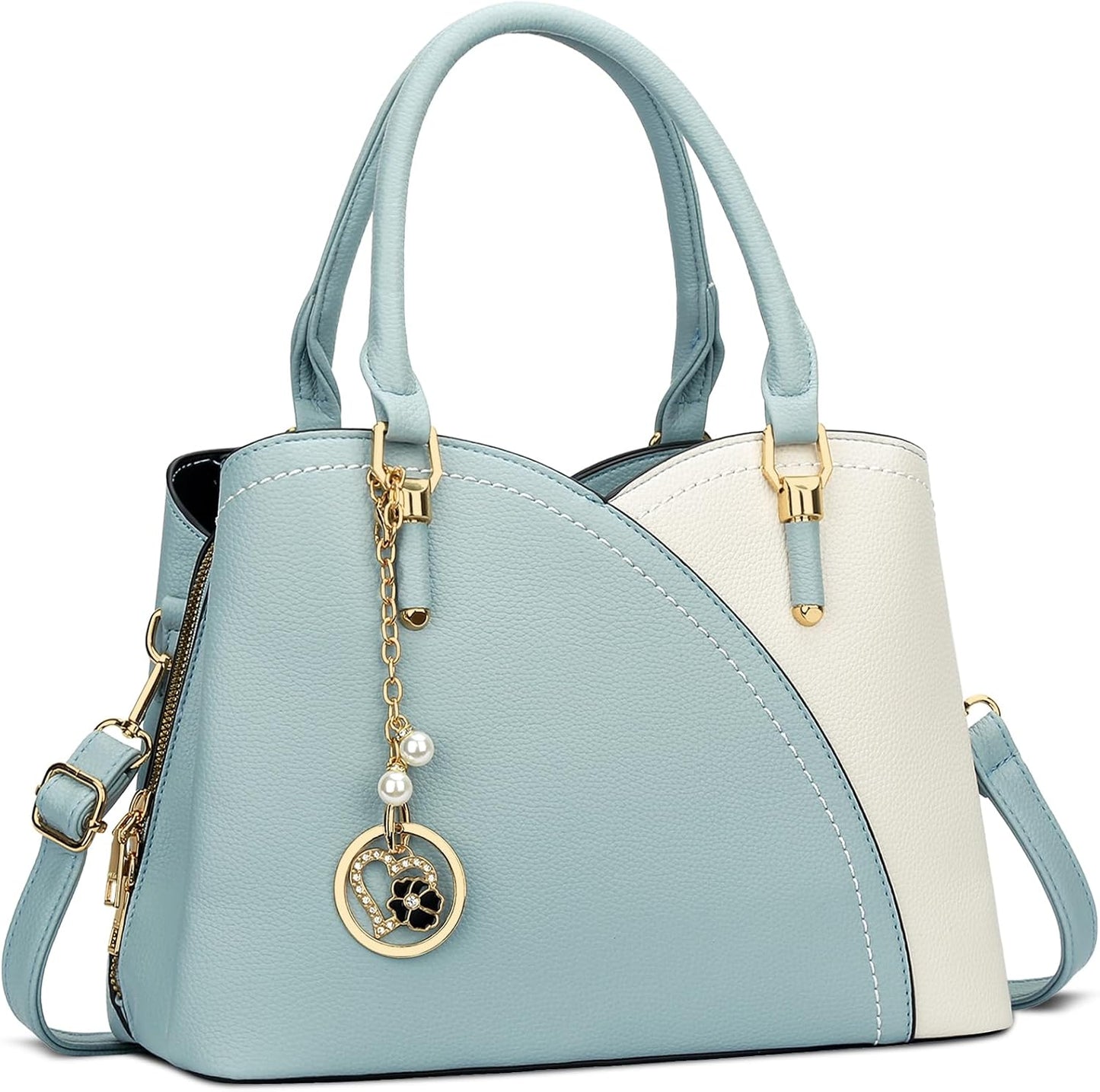 Triple-Compartment Satchel Handbag