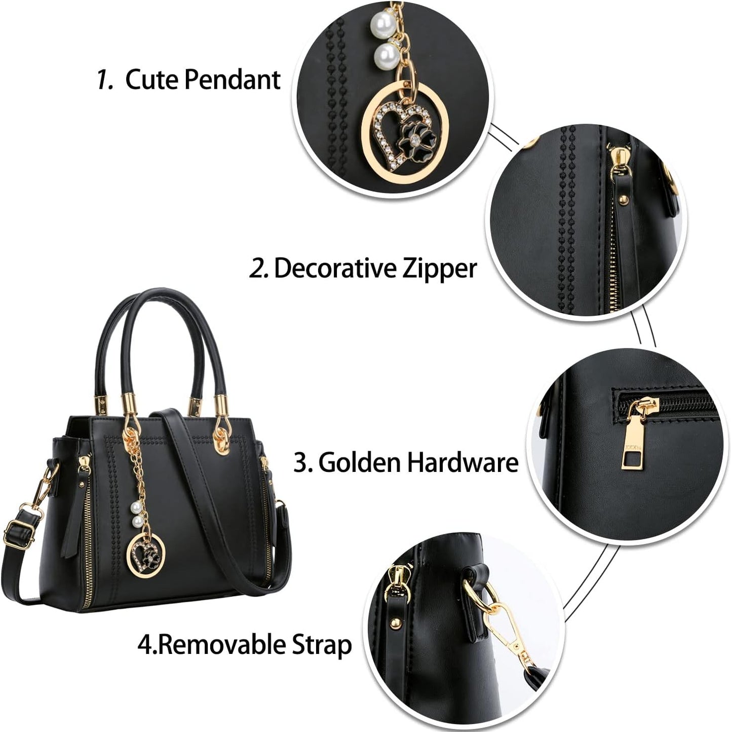 Vegan Leather Satchel Handbag