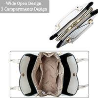 Triple-Compartment Satchel Handbag