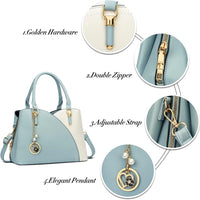Triple-Compartment Satchel Handbag
