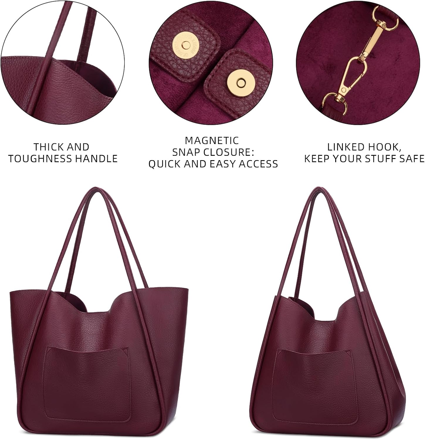 Large Vegan Leather Tote Bag