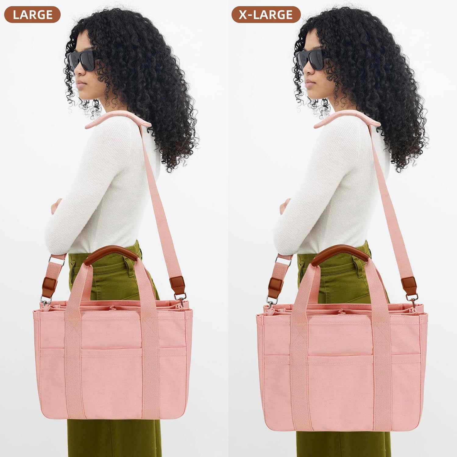 Canvas Crossbody Tote with Pockets