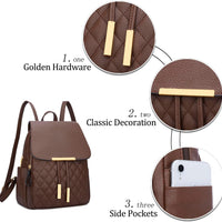 Quilted Leather Backpack Purse