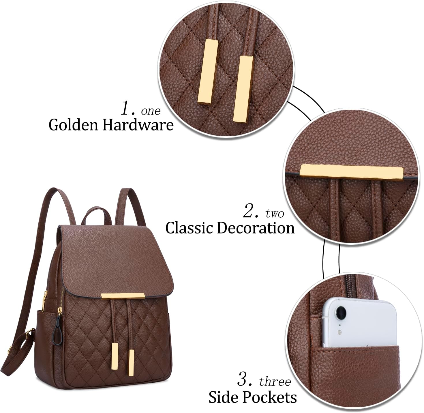 Quilted Leather Backpack Purse