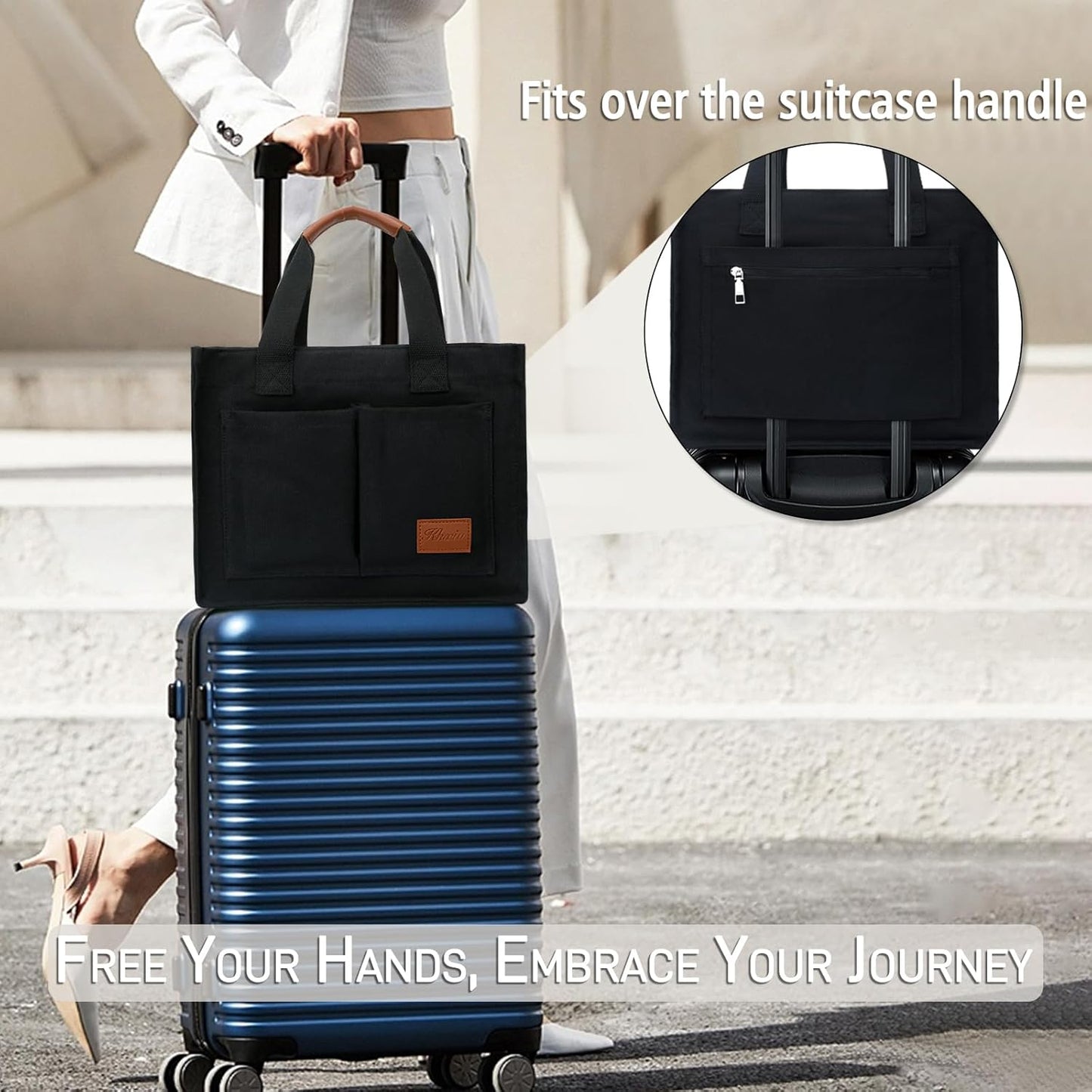 Large Canvas Tote Crossbody Bag