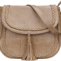 Tassel Flap Saddle Crossbody Bag