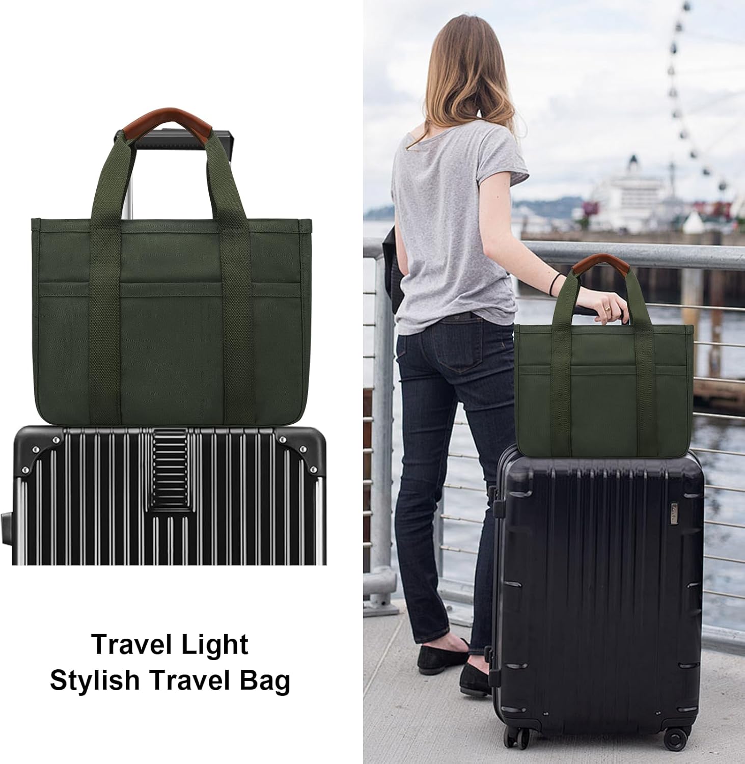 Canvas Crossbody Tote with Pockets