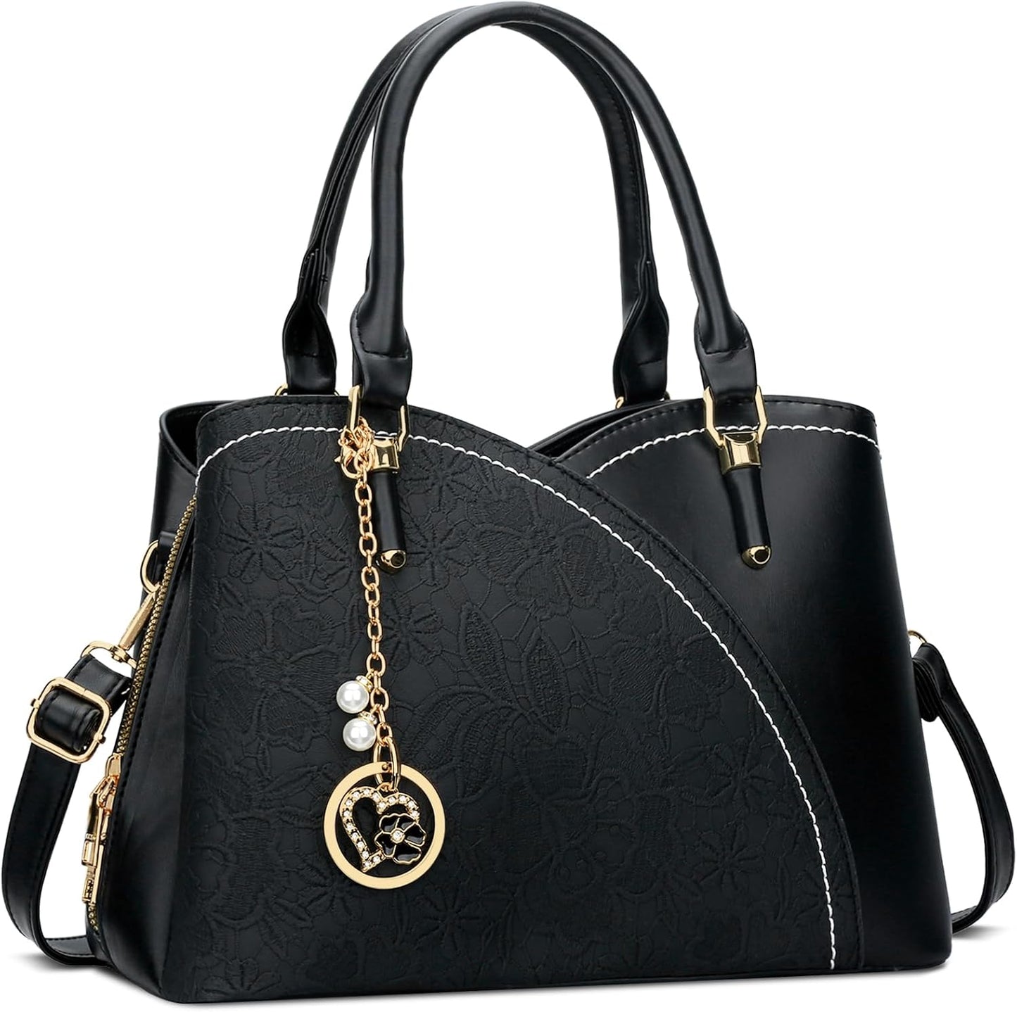 Triple-Compartment Satchel Handbag
